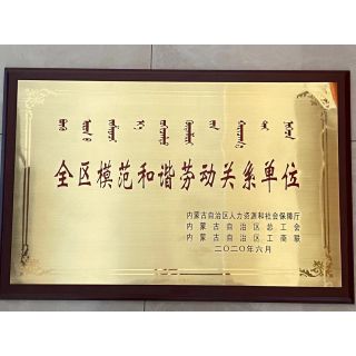 内蒙古自治区模范和谐劳动关系单位